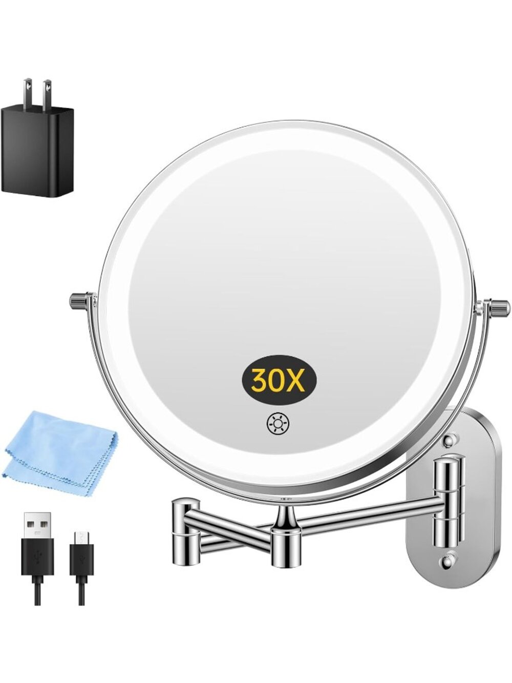 New 5000mAh Rechargeable Wall Mounted Makeup Mirror with Light Charger